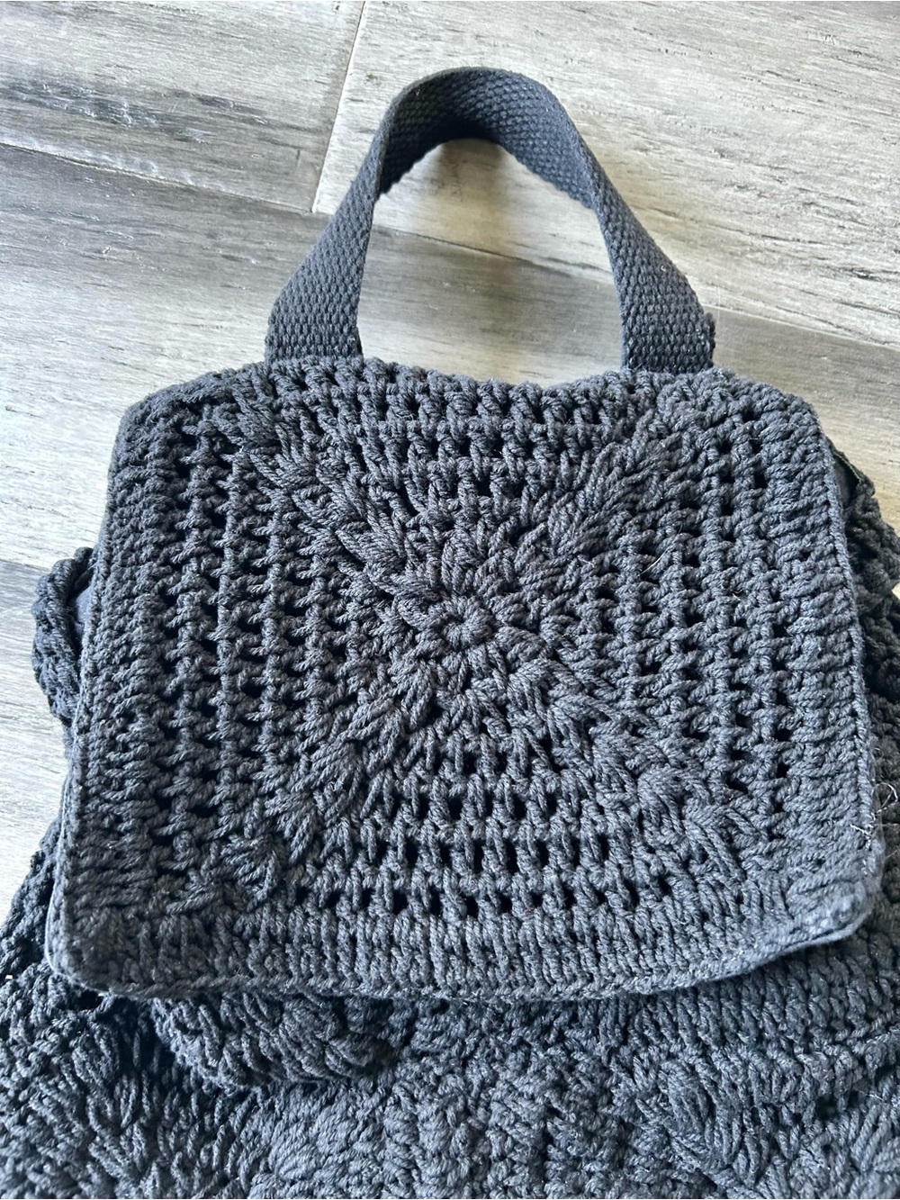 Wild Fable Black Macrame Crochet Casual Backpack w/ Black Crochet Pouch - Picture 3 of 11